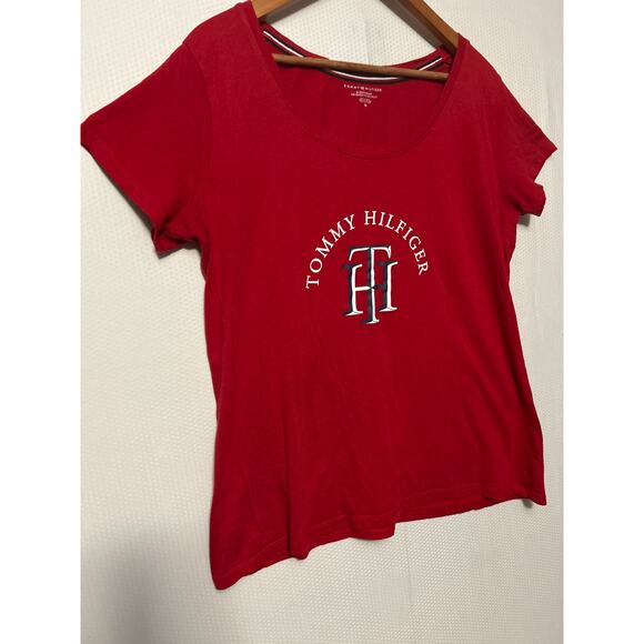 Tommy Hilfiger Women’s Red Logo Sleep Top Plus Size Short Sleeve Pajama Shirt 1X - Picture 4 of 9